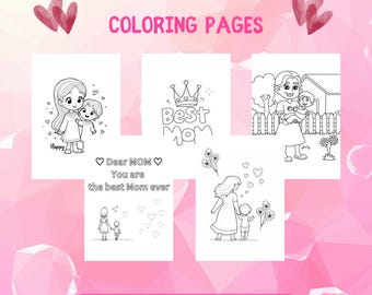 100 Mothers Day Coloring Pages, PLR, Coloring Book, Coloring Sheets, Colouring, Kids Activity, Private Label Rights, Digital Products