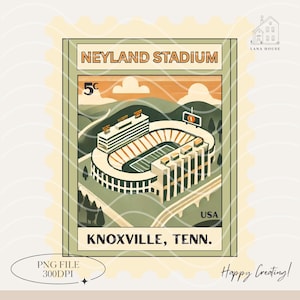 Neyland Stadium postzegel png, stempel Verenigde Staten staat png, retro Tennessee stempel PNG, Amerikaanse postzegel png, digitale download