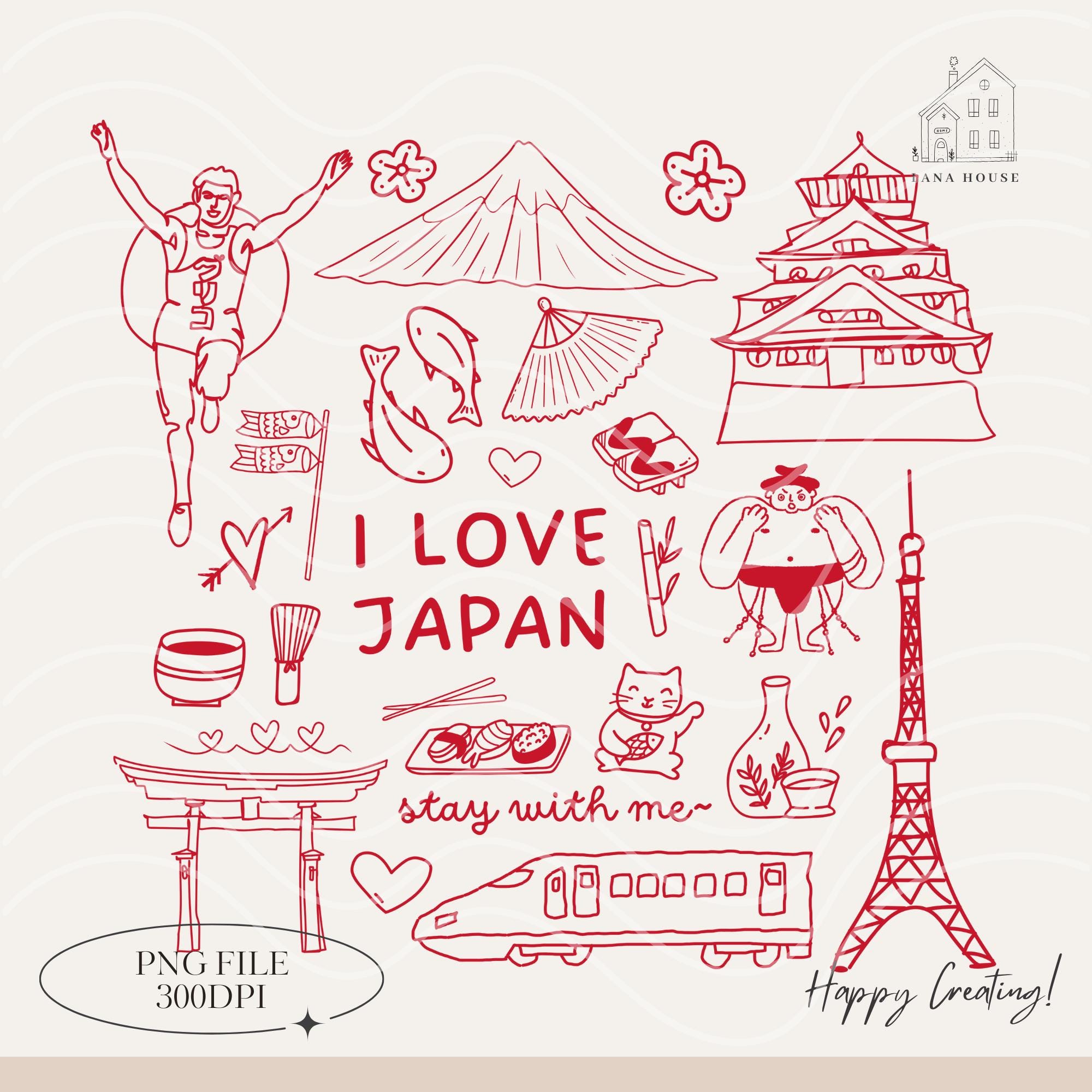 Japan doodle - Etsy 日本