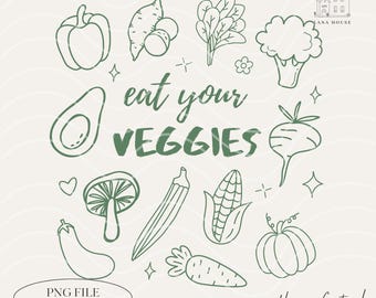 Eat Your Veggies PNG | Green Vegetable PNG, Fresh Farm, Cute Vegetable, Vegan PNG, Digital Download