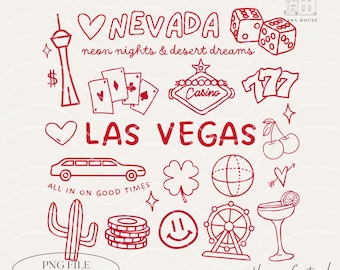 Las Vegas Icons, Nevada Landmarks Png, PNG Files, I Love Las Vegas Shirt Design, Sin City Png, Casino PNG, Digital Download
