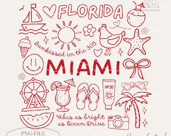 Miami Icons, Florida Landmarks Png, PNG Files, I Love Miami Shirt Design, Little Havana Png,  South Beach png, Digital Download