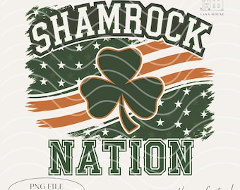 Shamrock Nation PNG, Shamrock Coquette Png, Retro American Flag and Clover Graphic, St Patrick's png, Lucky png, Digital Download