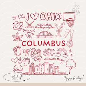 Columbus Icons, Ohio bezienswaardigheden png, png-bestanden, I Love Columbus Ohio Shirt Design, Buckeye png, Midwest png, digitale download