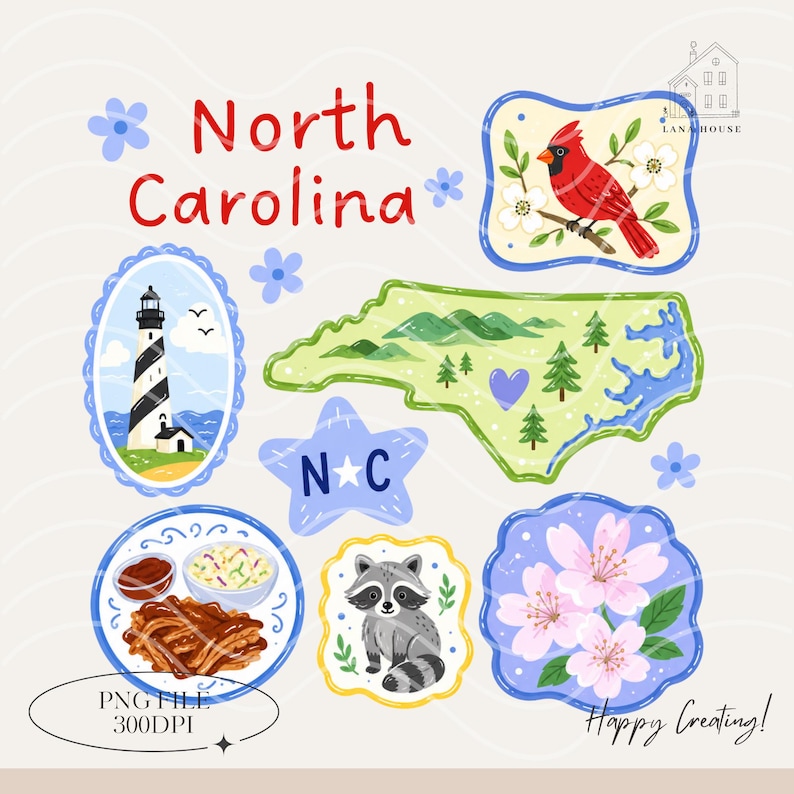 north carolina png, north carolina art, state clipart png, cardinal bird art, lighthouse png, nc state map, southern charm png, cherry blossom art, raccoon clipart, coastal state design, travel sticker png, sublimation design, digital download, north carolina png, north carolina clipart, north carolina travel png, north carolina state png, nc png, nc clipart, north carolina gift png, north carolina sticker png, north carolina collage png, state collage png, travel collage png