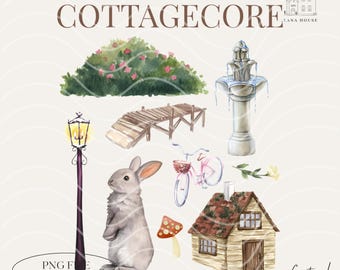 Cottagecore PNG, Vintage Aesthetic Clipart Rustic Countryside PNG, Cozy Woodland Farmhouse Aesthetic, Cute Cottagecore PNG, Digital Download