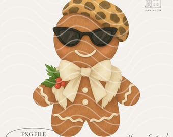 Galleta de jengibre elegante PNG / Galleta de jengibre, Navidad genial, Navidad vintage, Navidad de jengibre, descarga digital