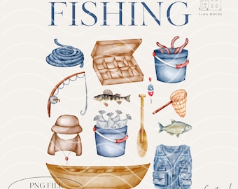 Fishing PNG, Coastal Vacation Clipart, Lake Png, Coastal Png, Summer Vibes Png, Fishing Trip Png, Digital Download