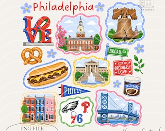 Philadelphia PNG | Pennsylvania Landmarks, Philly fan, Liberty Bell, LOVE Sign, Digital Download