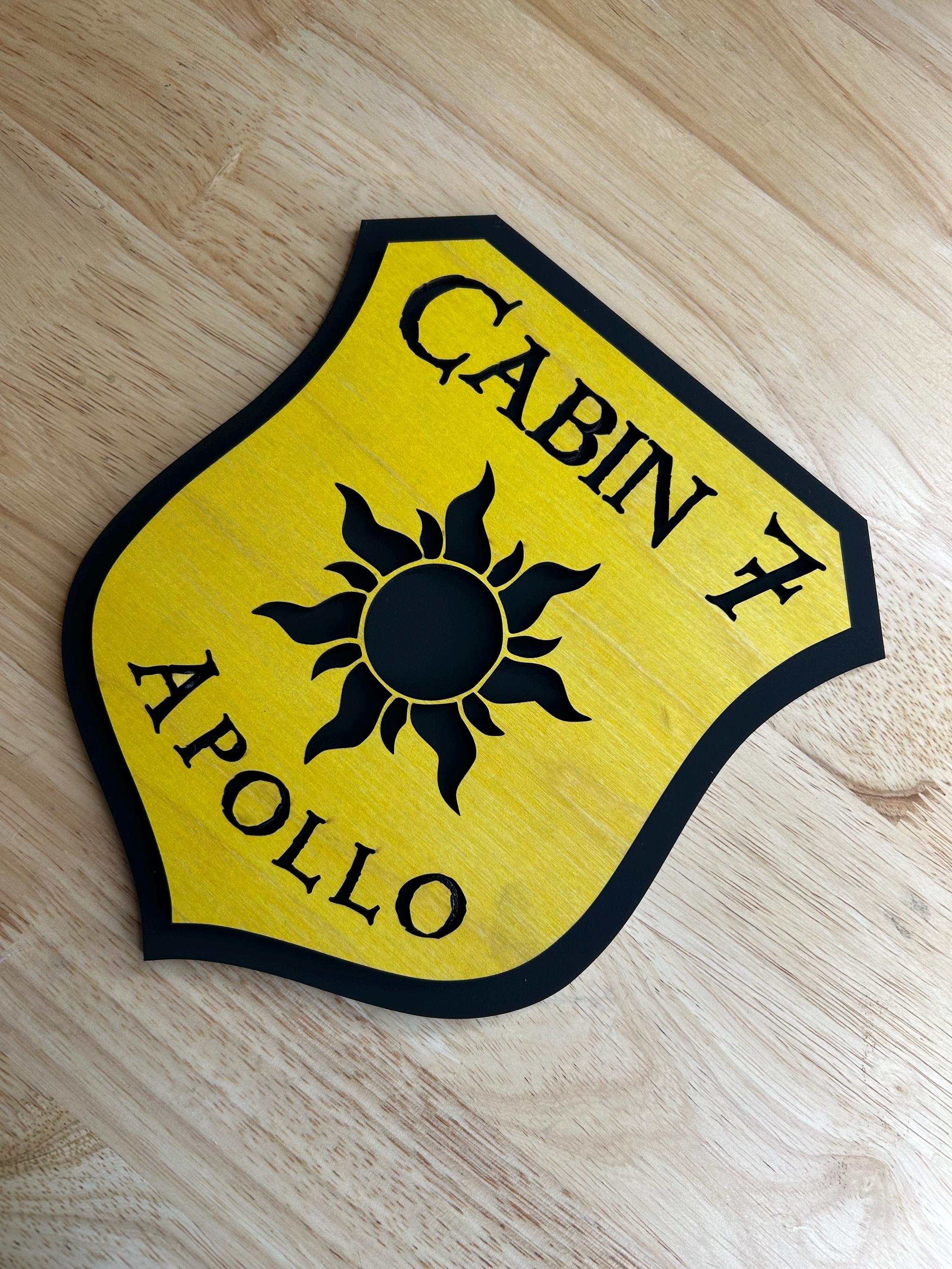 Percy Sign Cabin 7 Apollo Sign: Percy Jackson Inspired Stained Wooden Shield ...