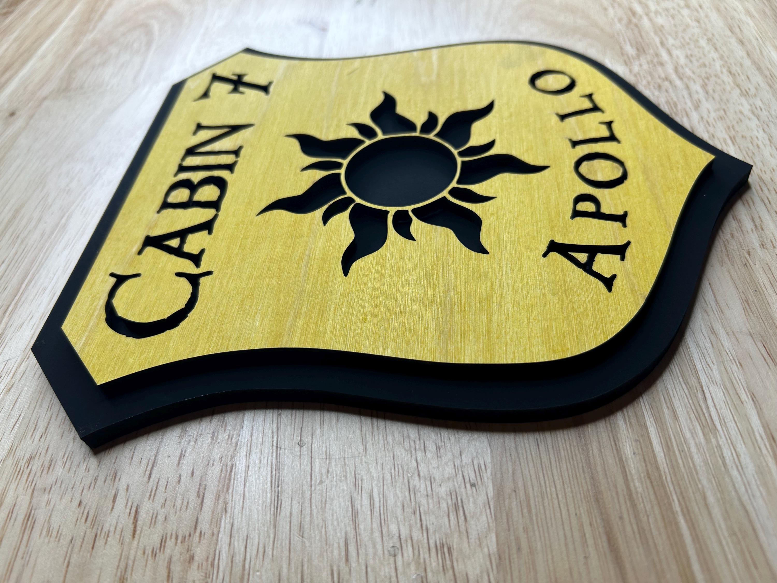 Percy Sign Cabin 7 Apollo Sign: Percy Jackson Inspired Stained Wooden Shield ...