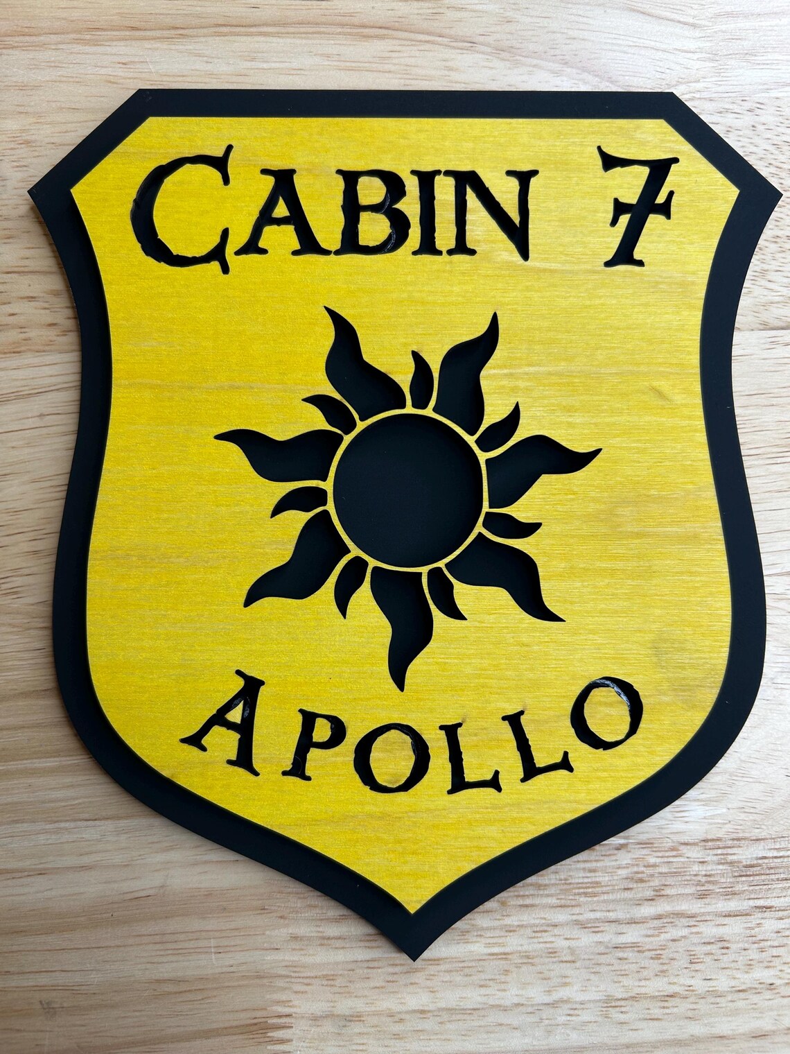 Percy Sign Cabin 7 Apollo Sign: Percy Jackson Inspired Stained Wooden Shield ...