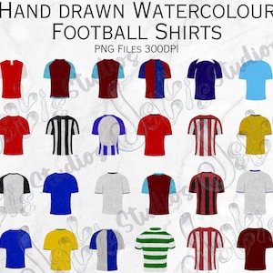 Voetbalshirt png, aquarel voetbalset, Vaderdag voetbal, voetbalshirts, teamsets, competitietenues, digitale download, Vaderdag