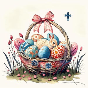 22 Floral Easter Egg Clipart, Easter Clipart, Printable Watercolor clipart, High Quality PNGs, Digital download, Paper craft, junk journal