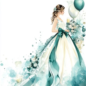 12 Clipart di abiti da sposa, PNG di sposa floreale viola, acquerello di abito da sposa, arte digitale di nozze, clipart di celebrazioni, biglietti di auguri stampabili per feste