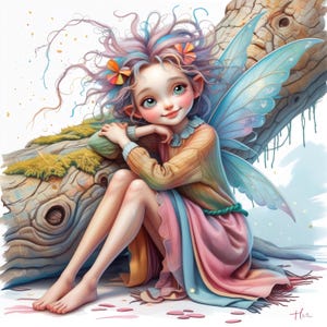 Lunatique forêt fée des cliparts dessin au trait, 13 JPG aquarelles, art pour chambre d'enfant, téléchargement numérique pour la journalisation indésirable, scrapbooking, fabrication de cartes
