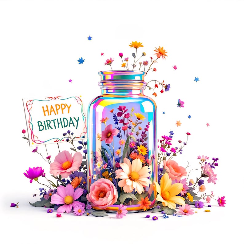 1000 + Floral Happy Birthday Card : Whimsical Digital Gift for Her image 5