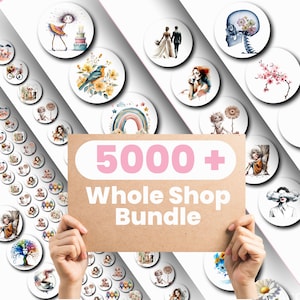 Ultimatives Aquarell Clipart Bundle, 5000 hochauflösende digitale Bilder für Scrapbooking & Junk Journaling, druckbare Aquarellbilder