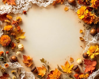 Autumn Journal Pages: Vintage Pumpkin, Mushroom, Fall Leaves (Digital Kit, JPGs)