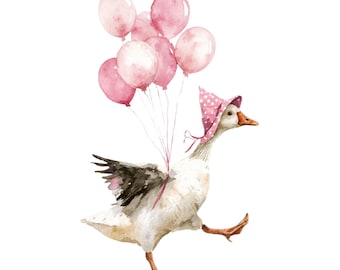 12 Whimsical Goose Clipart PNG | Watercolor Farm Animal Art | Cottagecore Crafts