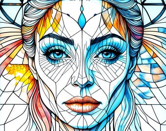 Watercolor Woman Portrait Clipart: Abstract Line Art (Digital Download)
