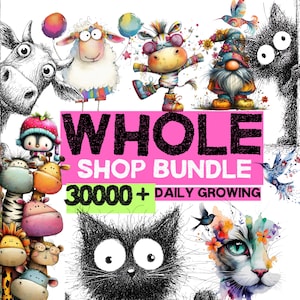 Pacchetto completo di oltre 30.000 articoli - Collezione completa di clipart - Download digitale di diario di carta da acquerello stampabile