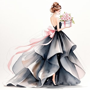 12 elegantes cliparts para festa de aniversário de meninas, cliparts para impressão em aquarela, JPG de alta qualidade, diários de artesanato em papel, cliparts de aniversário
