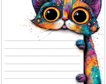 Watercolor Cat Stationery: Printable Letter Paper (Digital Files A4/US Letter Ratio)