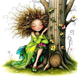 Fée de la forêt Clip Art 10 JPG aquarelle haute résolution, journalisation indésirable, scrapbooking fabrication de cartes Kit de téléchargement numérique Fantasy conte de fées lunatique