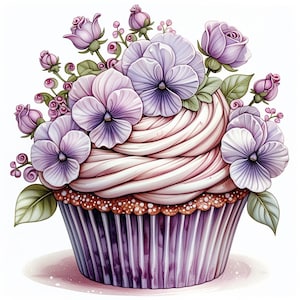 12 bloemen cupcake clipart voor junk tijdschriften, afdrukbare aquarel cupcake prints, hoogwaardige digitale download voor scrapbooking ambachten