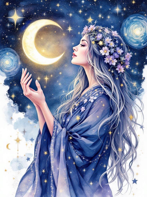 12 Moon and Girl Clipart , Digital Download , Printable Image - Etsy