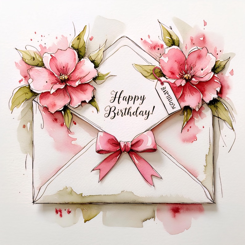 1000 + Floral Happy Birthday Card : Whimsical Digital Gift for Her image 4
