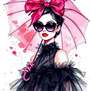 Elegante vrouw met paraplu clipart, 15 aquarel lady & girl jpg, prachtige kunst, digitale download voor scrapbooking, kunst aan de muur, print crafting