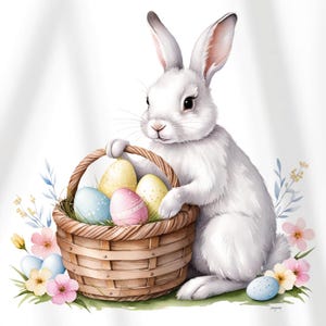 14 Easter Bunny Clipart | Watercolor Easter Egg Bunnies | Cute Spring Printables | High-Quality JPGs for Papercraft & Junk Journals