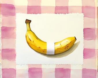 8 banaan aquarel muurkunst – moderne keukendecor fruit illustratie voor thuis