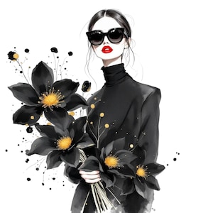 10 Clip Art di donne moderne con acquerelli, Immagini stampabili di volti di donne floreali, Download digitale di belle donne, Set di JPG per scrapbooking e lavori di carta