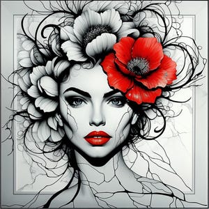 10 Blumen Frau Gesicht Clipart, Dame Porträt abstrakt, Zarte Linie Kunst, minimalistisch, druckbare Aquarell, hochwertige JPGs, Papier