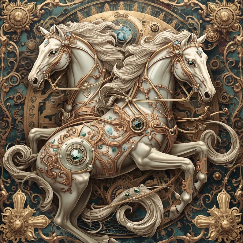 Steampunk Horse Clipart Bundle: Fantasy Mechanical Art (digital ...