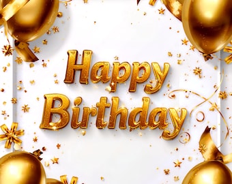 14 Gold Flowers Birthday Clipart: Luxury Floral Graphics (Digital Download)