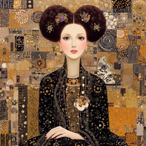 15 Gyllene kvinnaporträtt Clipart (JPG): Klimt-stilkonst för designers och hantverk bild 6