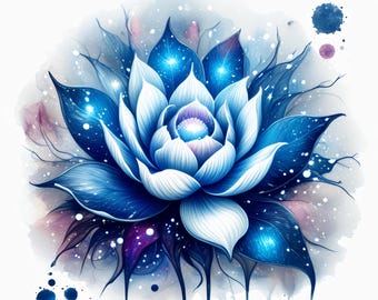 Watercolor Lotus Flower Print: Mystical Boho Celestial Wall Art (Digital Download)