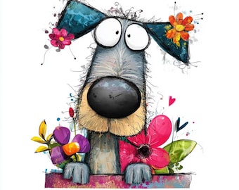 20 Floral Dog Clipart Watercolor Puppy Flower Crown PNG Sublimation Nursery Wall Art