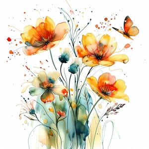 Pacote com 20 clipart de flores variadas – Download digital de flores desenhadas à mão para scrapbooking, projetos DIY, convites e designs de arte de parede