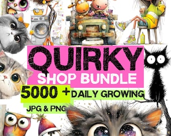 5000+ Quirky Clipart Shop Bundle (JPG PNG) : Daily Growing Artistic Pack for Crafters