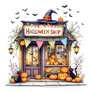 15 Halloween Shop Clip Art High Res Watercolor Pngs Junk Journaling, Scrapbooking, Card Making, Digital Download, Fantasy, Whimsical