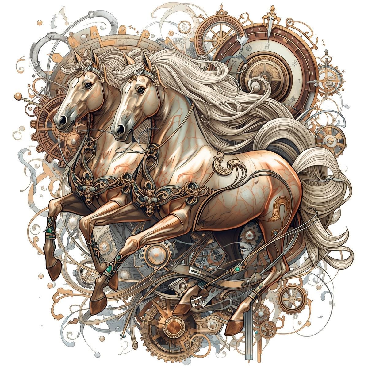 Steampunk Horse Clipart Bundle: Fantasy Mechanical Art (digital ...