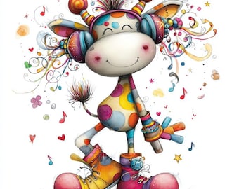 12 Funny Rave Animal Clipart: Colorful Watercolor PNG Set