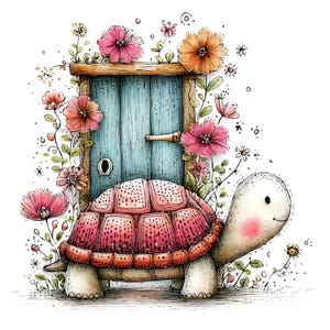 18 Cute Turtle Clipart JPG | Watercolor Whimsical Rain Boots | Scrapbook Crafts