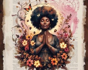 10 Praying Black Woman Clipart: Autumn Christian Art PNGs (Digital Download)