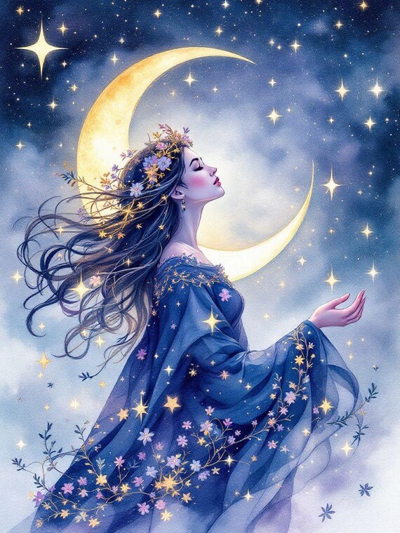 12 Moon and Girl Clipart , Digital Download , Printable Image - Etsy